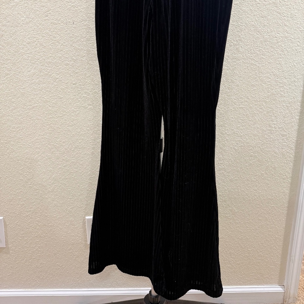 Black Velvet Flare Pullon Dress Pants